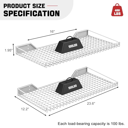Wall Mounted Storage Shelf for Garage (White)