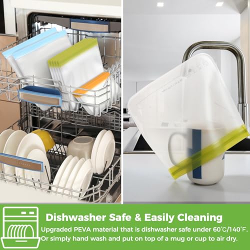 6 Pack Reusable Gallon Freezer Bags Dishwasher Safe (6 Pack-6 Gallon / Colorful)