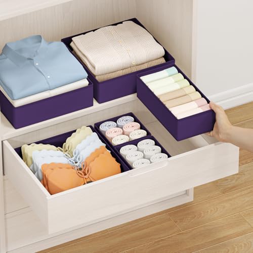 Drawer Organizer Clothes Storage (Purple / 20 Pack)