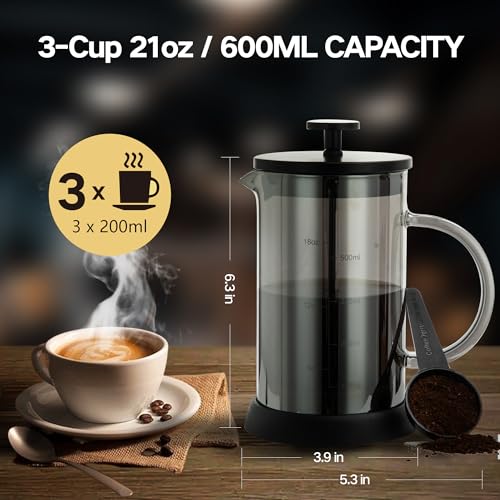 21 Ounce French Press Coffee Maker (Grey / 21 oz)