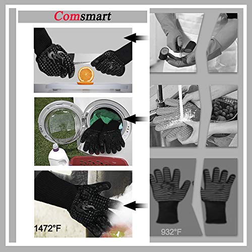 BBQ Gloves 1472 Degree F Heat Resistant Grilling Gloves Silicone Non (long / Black)