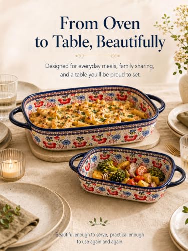 2 Piece Polish Pottery Style Ceramic Baking Dish Set (2 Count)