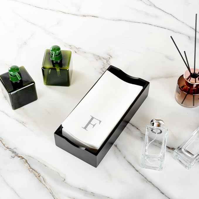 Luxenap 15.8 X 7.9 Inch Linen-Feel Guest Towels, 2000 Lettered Hand Towels - Silver Letter 'F', Sans Serif Font, White Paper Dinner Napkins, airlaid, For Restrooms And Tables - Restaurantware