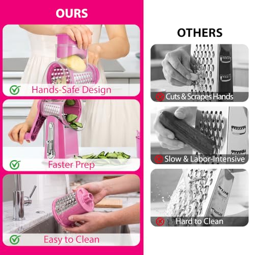 Rotary Cheese Grater 5 Blades (Pink)