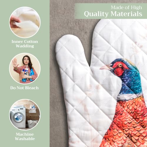 Maison d'Hermine Oven Gloves 100% Cotton Oven Mitt (084 - Faisan D'automne / 7.5" x 13" (Oven Mitt))