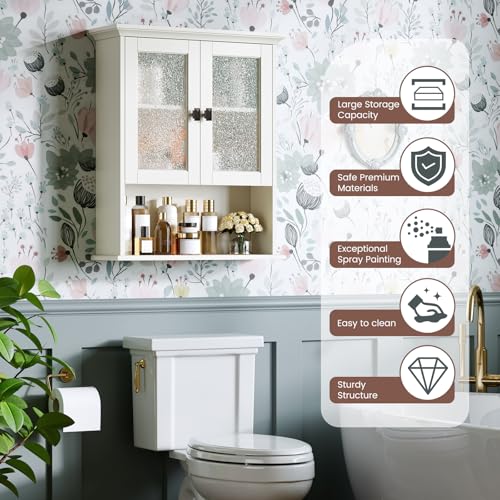 Bathroom Cabinet Wall Mount (Cream White)