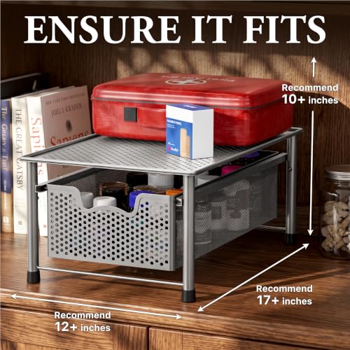 Stackable Cabinet Basket Drawer Organizer (1-Tier / Silver)