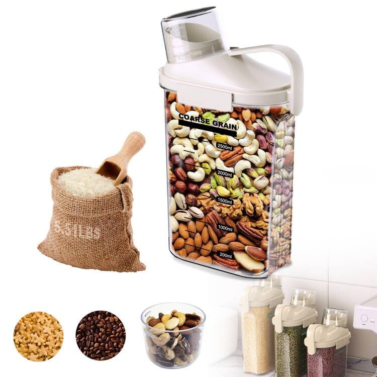 1 Piece Cereal Containers Storage (White-2.5L/4.2LBS-(1 PCS))