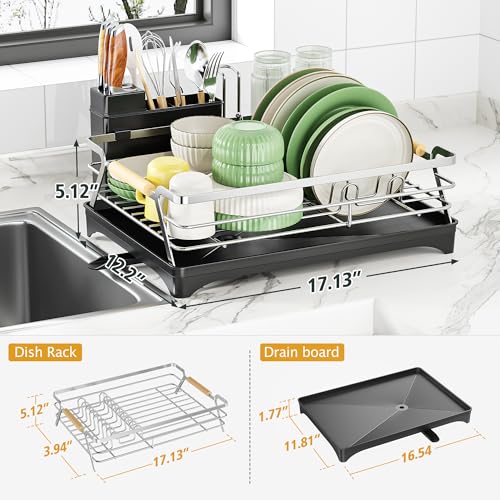 Dish Drying Rack for Kitchen Counter (Silver)