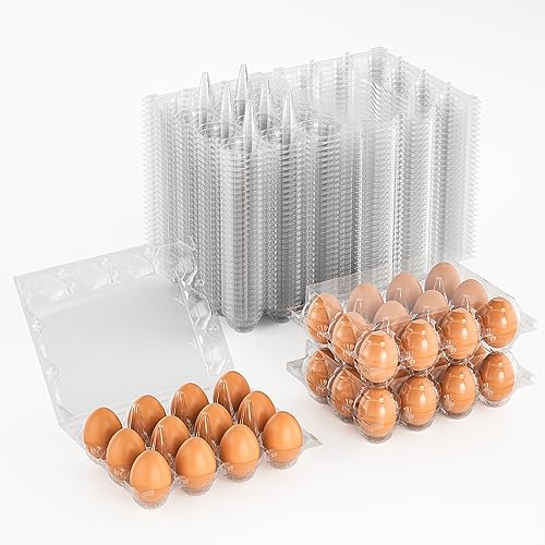 50 Pack Egg Cartons Cheap Bulk 12 Count Plastic Egg Containers 3x4 Grids (50Pack-3x4 Grids)
