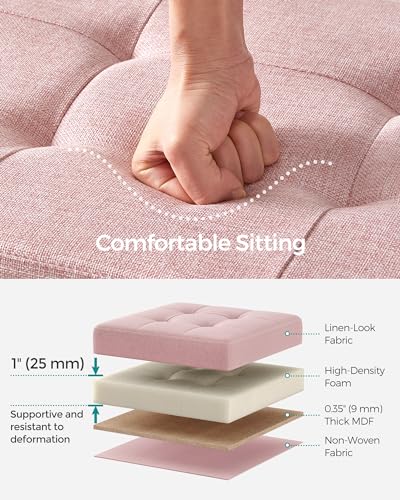30 Inches Folding Storage Ottoman Bench (Jelly Pink / 15"D x 30"W x 15"H (without Flipping Lid))
