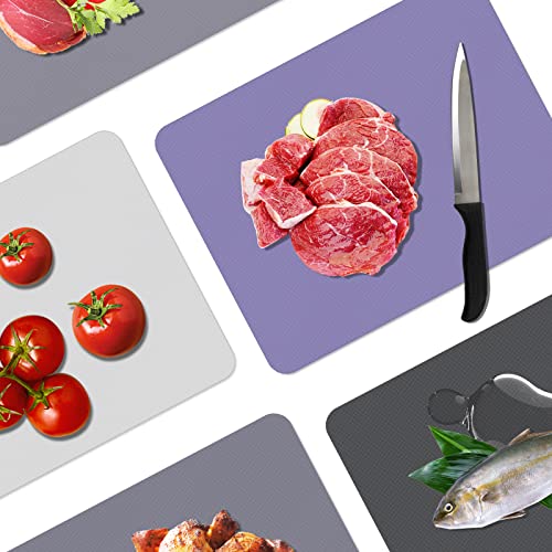 Small Flexible Plastic Cutting Boards for Kitchen Set of 5 (Multi Grey - Small - 5)