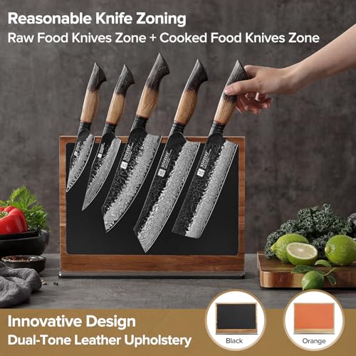 Double Sided Magnetic Knife Rack (Acacia Wood Knife Holder)