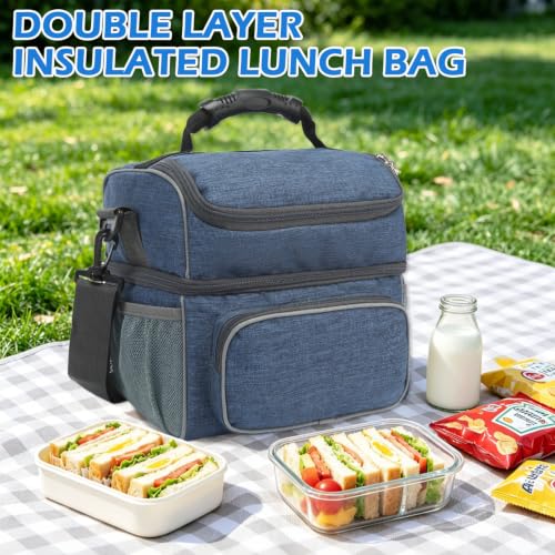 Double Layer Cooler Insulated Lunch Bag Adult Lunch Box Large Tote Bag for Men