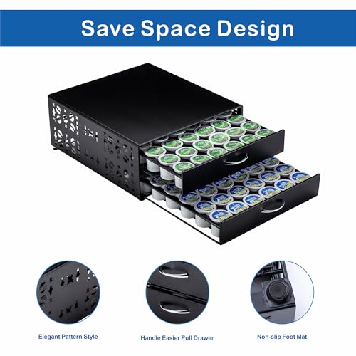 K Cup Organizer Drawer 2 Tier Coffee Pod Holder for Keurig Pod Holder Save Space Countertop Kitchen
