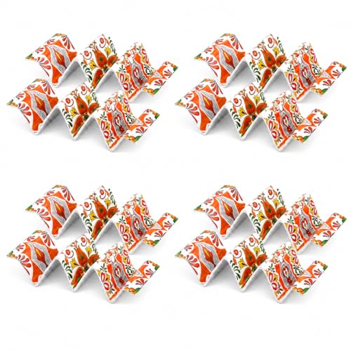 Melamine Taco Holder Stands (Set of 8 / Fuego Orange)