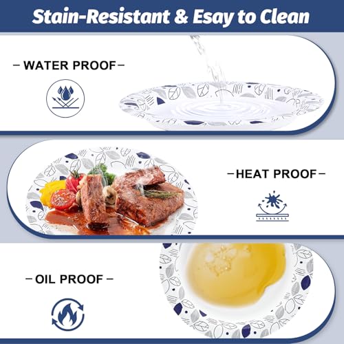 8.5 Inch 200 Count Disposable Heavy Duty Printed Leaf Paper Plates (Leaf / 8.5 in)
