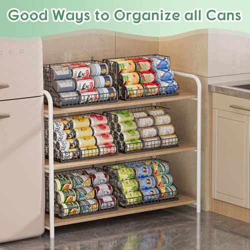 4 Pack Stackable Can Rack Organizer for Pantry Storage (L-(4 pack))