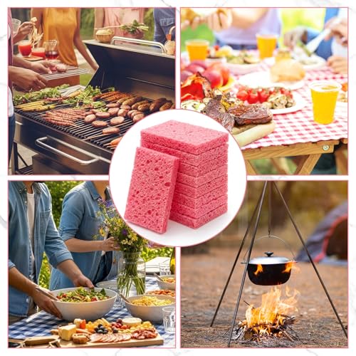 100 Pcs Sponges Bulk Sponges Kitchen Compressed Sponge (Pink)