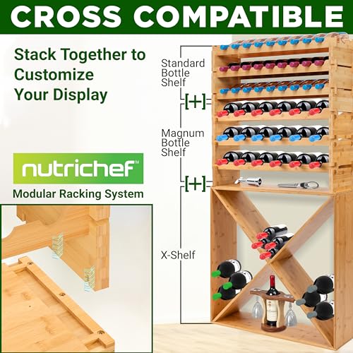 X Self Oversize Stackable Modular Wine Rack (X Brown)