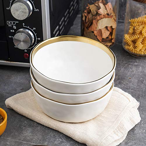 Modern Poreclain 16 Piece Dinnerware Set (16-Pieces Service for 4 / White with Gold Rim)