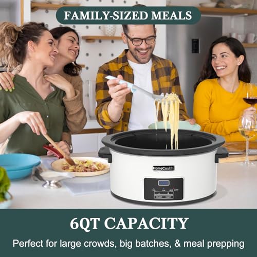 6 Quart Programmable Slow Cooker with Timer Keep Warm (6 Quarts / White)