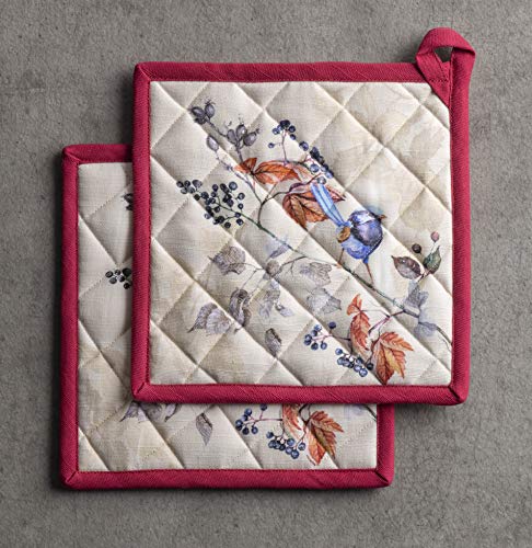 Pot Holders 100% Cotton Potholders (043 - Equinoxe - Beige / 8" x 8" (Pot Holder Pack of 2))