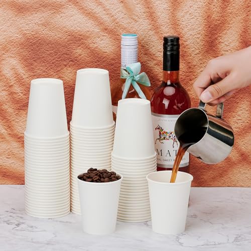 500 Pack 8 oz Disposable Paper Coffee Cups (White / 8 oz)