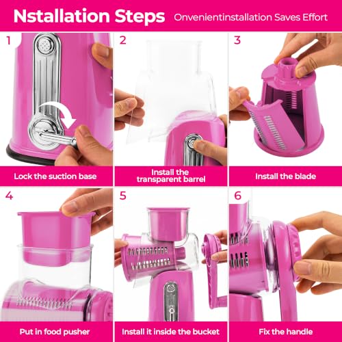 Rotary Cheese Grater 5 Blades (Pink)