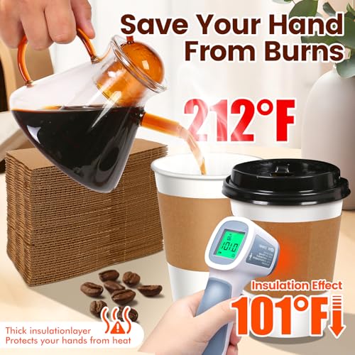 12 oz Disposable Paper Coffee Cups with Lids & Sleeves