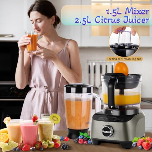 11-in-1 Food Processor and Blender Combo, 14 Cup Food Processor with Large Chute, 51 oz for Smoothies & Ice, for Chopping, Grinding, Slicing, Shredding, Purees & Dough, Dishwasher Safe (14 Cup)