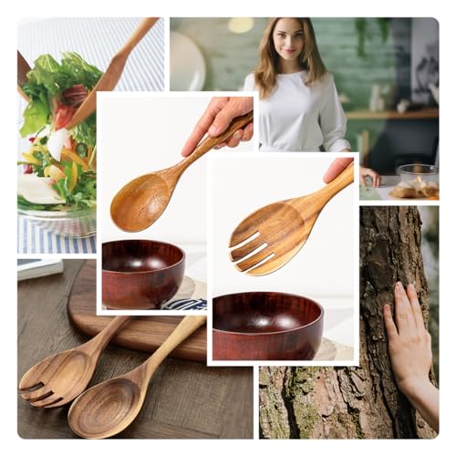 13 Inch Teak Wood Salad Serving Fork Pack of 2 (13-Inch 2 Wood Sporks)