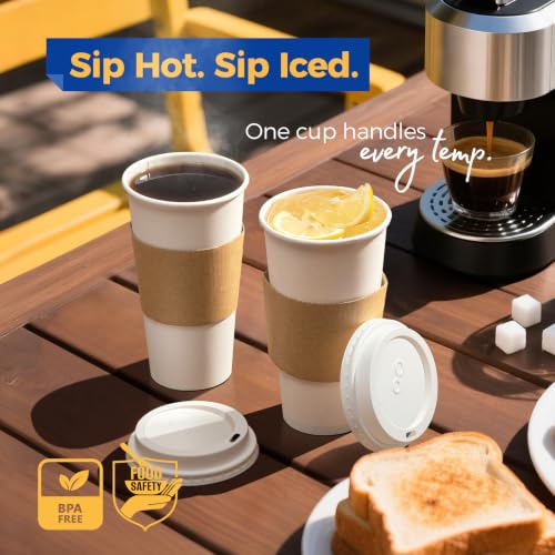 500 Pack 20 oz Disposable Coffee Cups with Lids (20 oz / Classic)