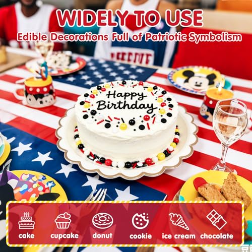 Edible Black White Red Yellow Pearls Jimmies Round Confetti Sprinkles (Mouse House)