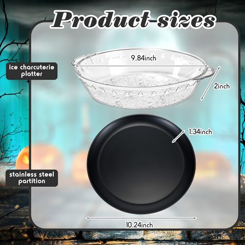 1 Set 11.8" Chilled Serving Tray Compartments for Parties (Black)