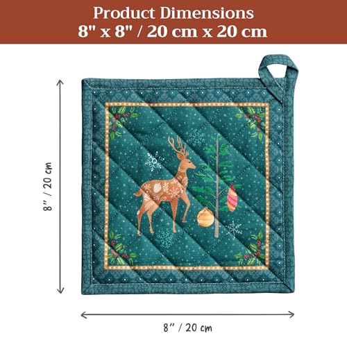 Pot Holders 100% Cotton Potholders (106 - Hygge Christmas / 8" x 8" (Pot Holder Pack of 2))
