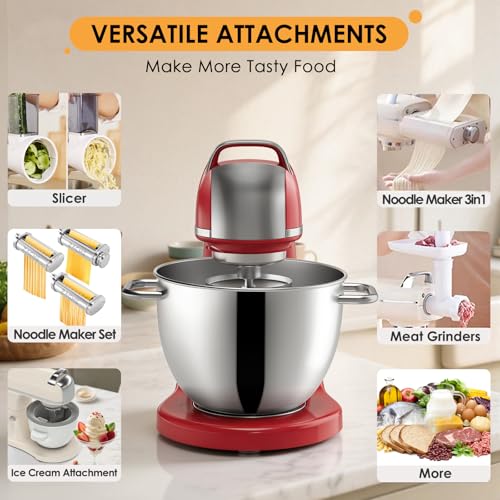 8.4QT Commercial Stand Mixer 800W with Aluminum Die Casting Meets the Standard of NSF (Red 8.4QT)