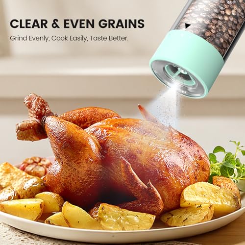 Electric Salt and Pepper Grinder Set (Mint Green)