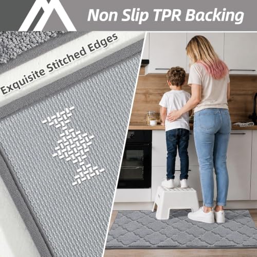 Soft Kitchen Rugs Set of 2 Non Slip 24"x35"+24"x60" (12.904 sq ft Count)