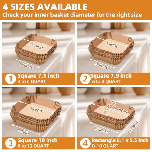 200pcs 6 8 Qt Air Fryer Disposable Paper Liners 7.9 inch (200 Count)