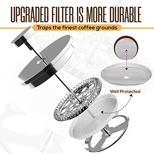 304 Grade Stainless Steel French Press 12 Oz (Silver / 12 Ounce)