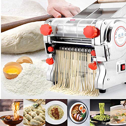 Hengwei 750W 110V Stainless Steel Commercial Electric Noodle Making Pasta Maker Dough Roller Noodle Cutting Machine (3mm / 9mm)