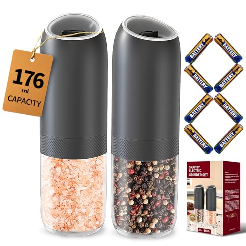 Gravity Electric Salt and Pepper Grinder Set (Battery / Black Plus)