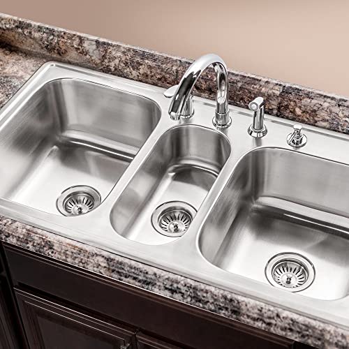 41" Stainless Steel Topmount Triple Bowl Kitchen Sink (Modern / 41-5/16 in. W x 22 in. D x 9 in. H)