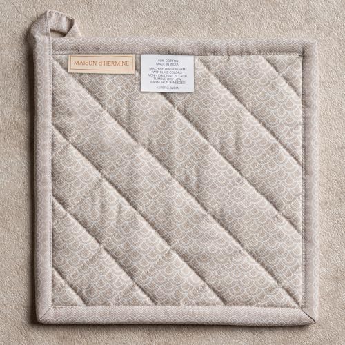 Pot Holders 100% Cotton Potholders (065 - Ibiza - Beige / 8" x 8" (Pot Holder Pack of 2))