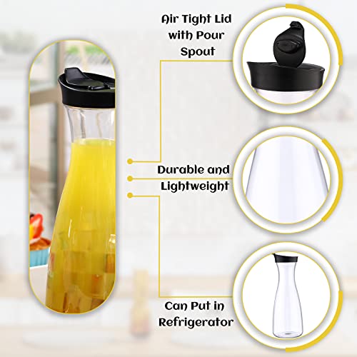 6 Pcs Plastic Carafe with Flip Top Lid (20 oz)