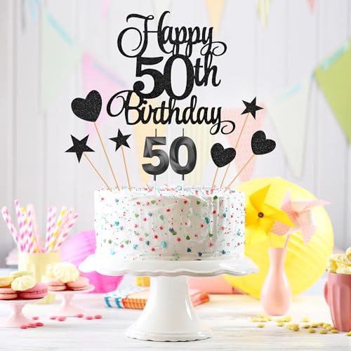 50th Birthday Cake Decorations (9 Count)