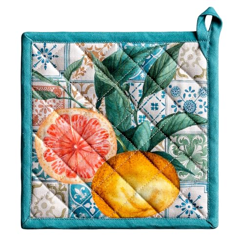 Pot Holders 100% Cotton Potholders (010 - Agrume / 8" x 8" (Pot Holder Pack of 1))