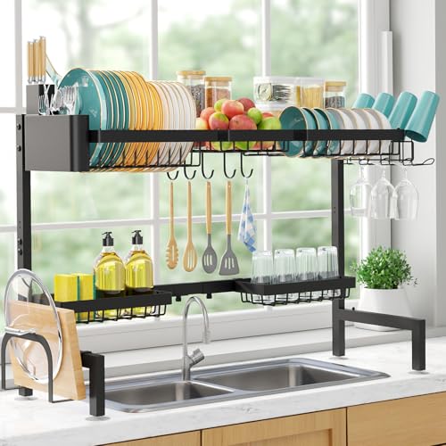 Over The Sink Dish Drying Rack (Black / Max - 5 Baskets)