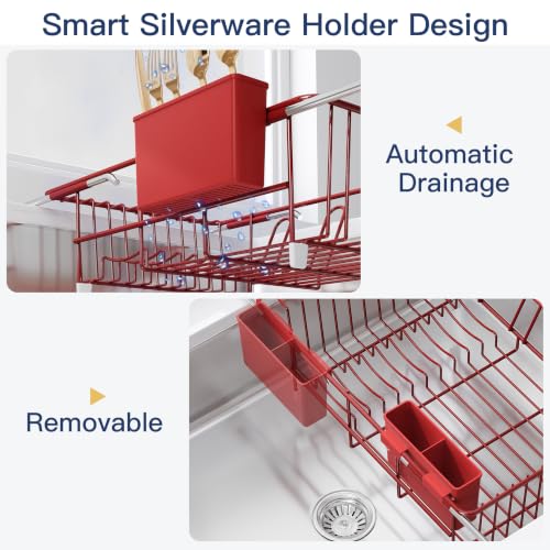 Red Dish Drying Rack in Sink (Red / For 12"-30"w Sink)